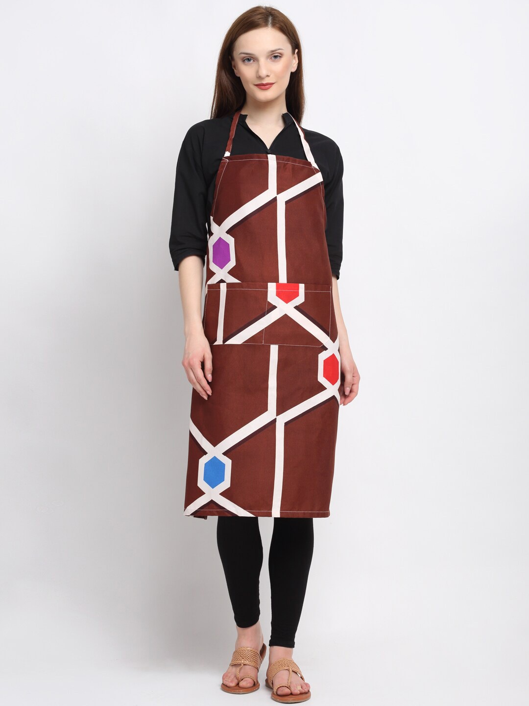 

KLOTTHE Brown & White Printed 210TC Apron
