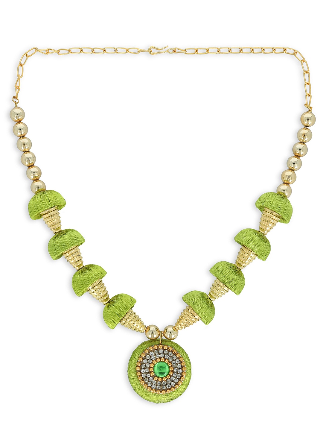 

AKSHARA Girls Gold-Toned & Green Alloy Gold-Plated Handcrafted Necklace