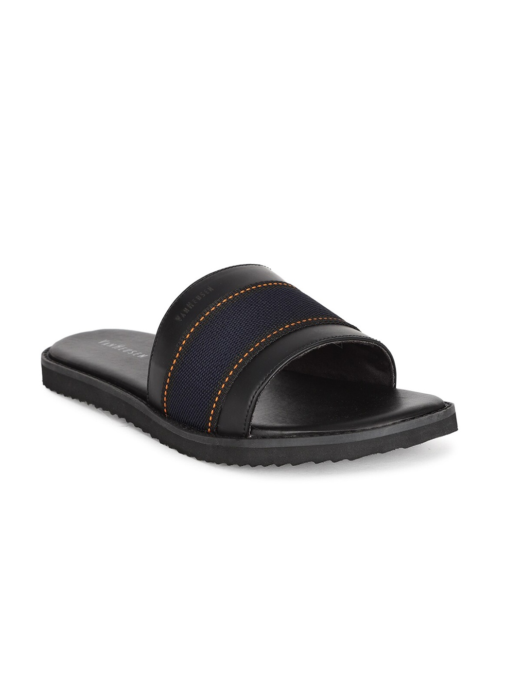 

Van Heusen Men Black Leather Comfort Sandals
