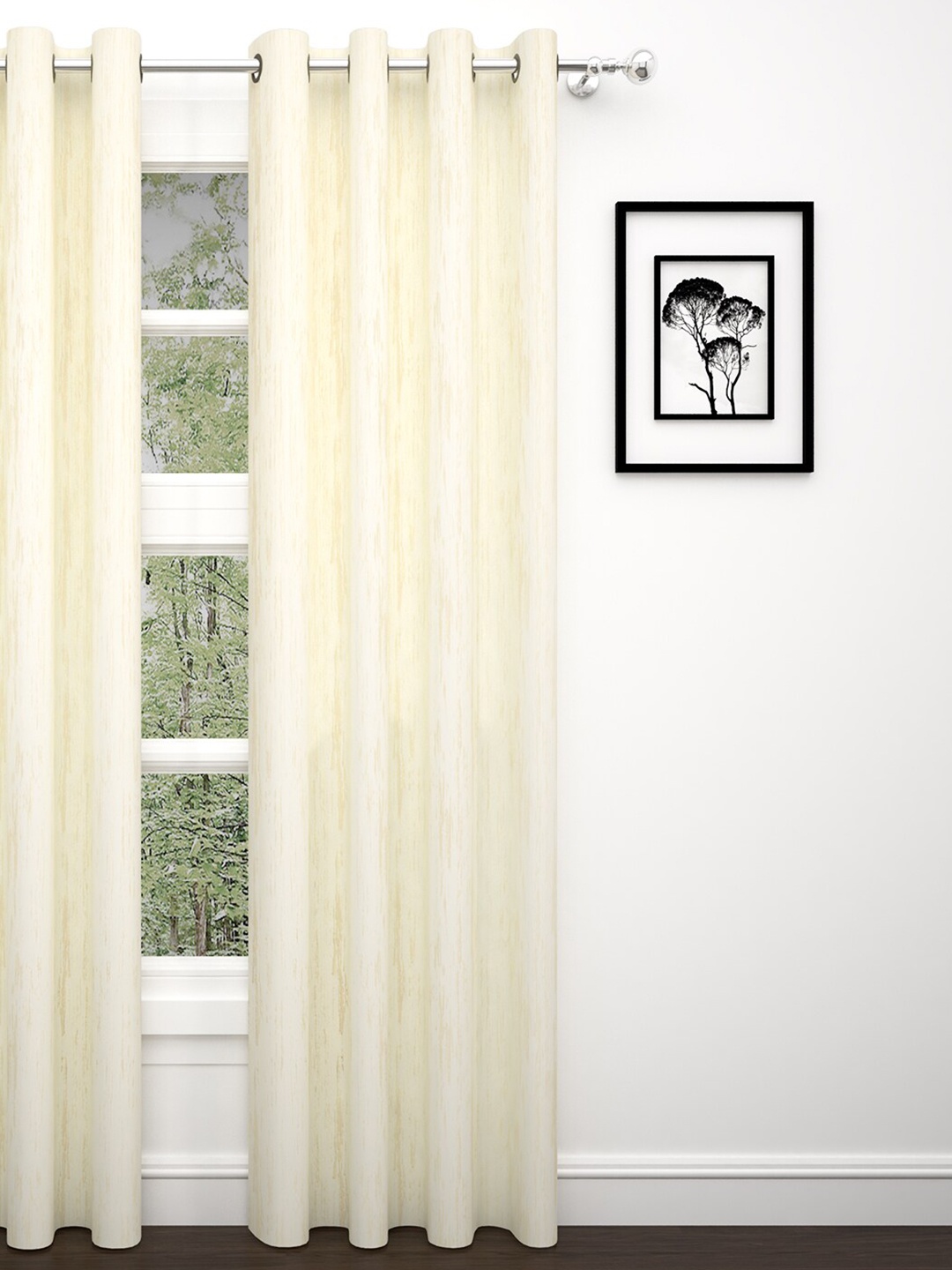 

PAVO Cream-Coloured Jacquard Textured Single Door Curtain