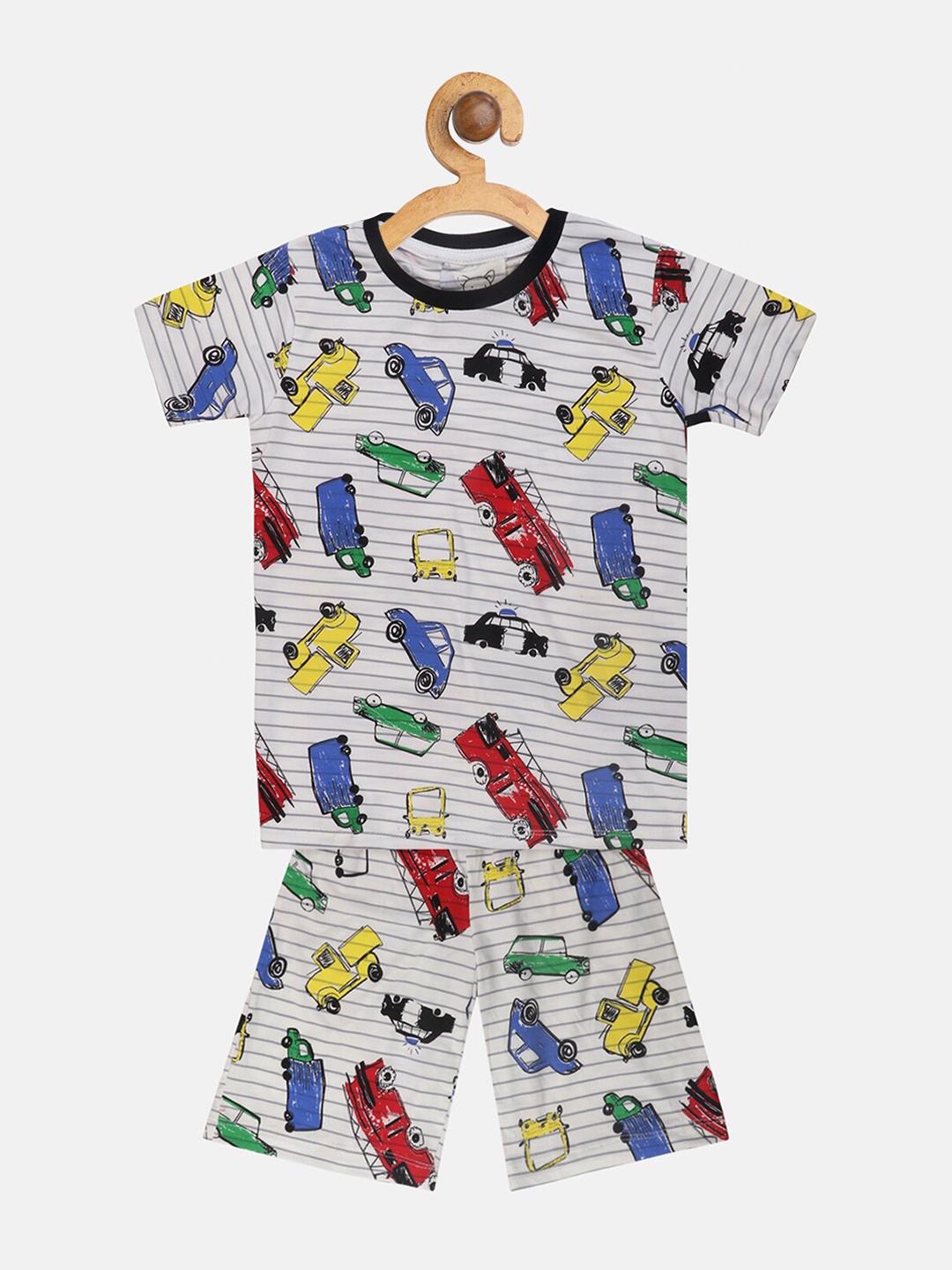 

Lazy Shark Boys White & Black Printed T-shirt with Shorts
