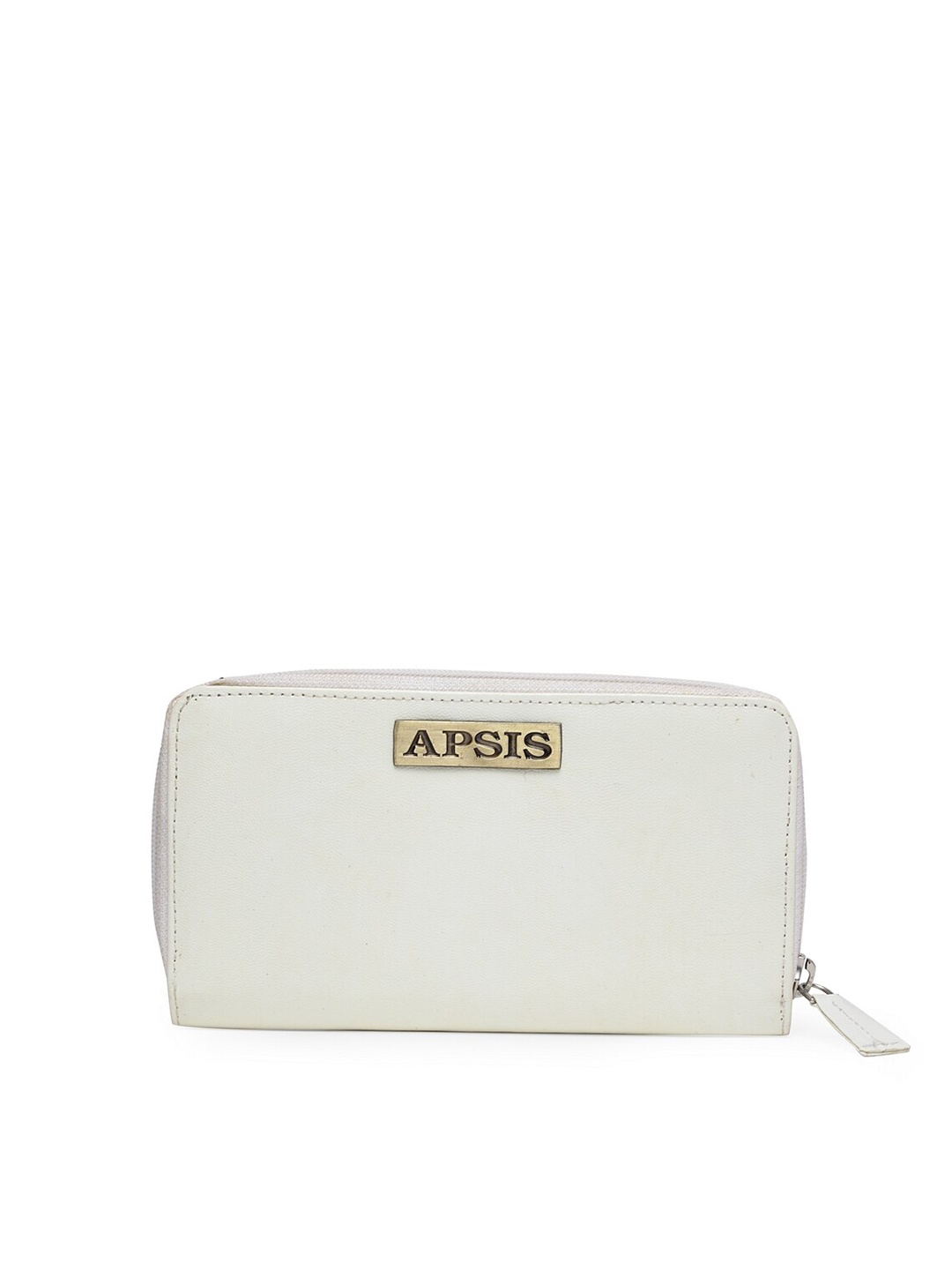 

Apsis Women Cream-Coloured Solid Zip Around Wallet