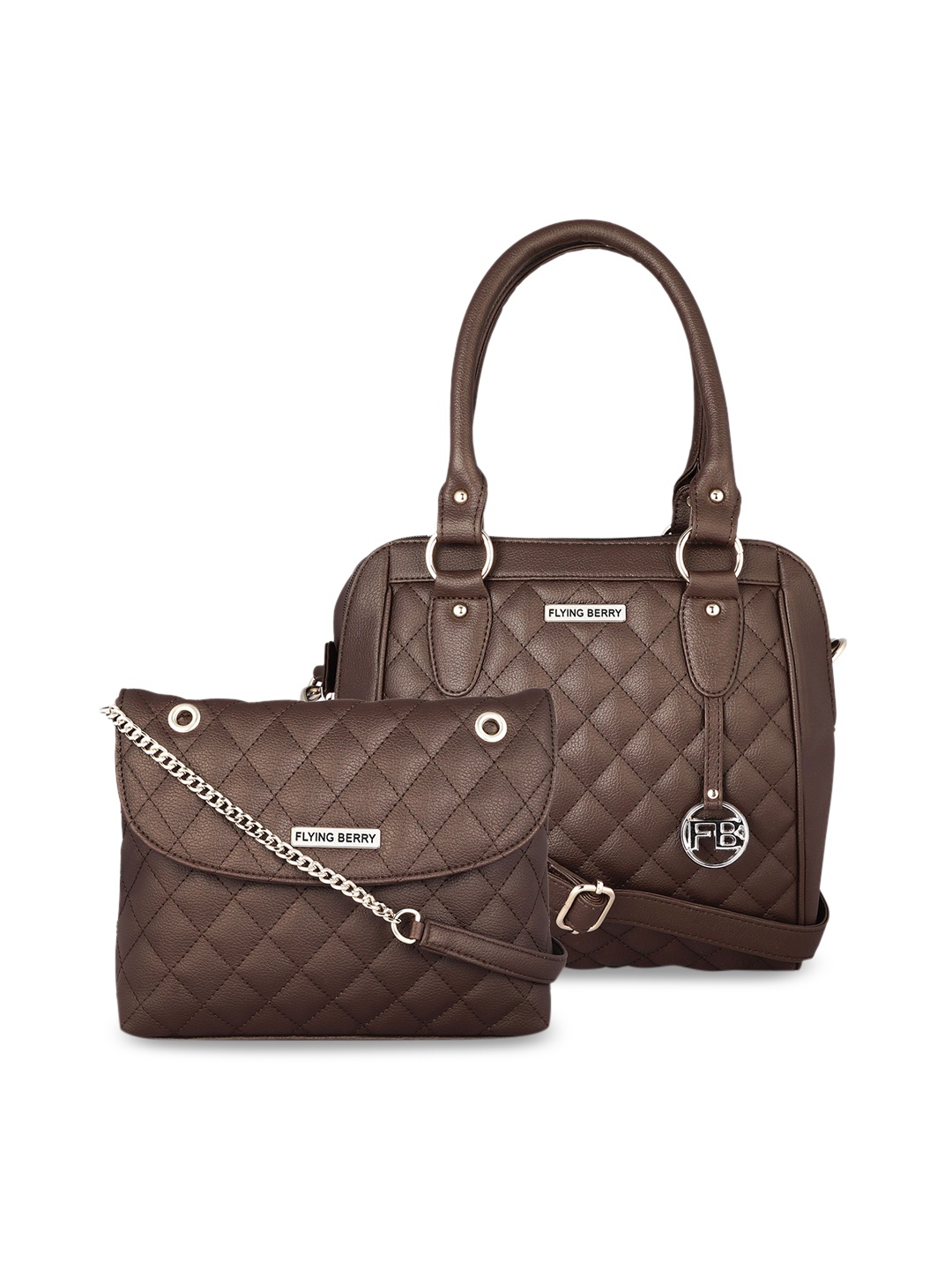 

FLYING BERRY Brown Textured Handheld Bag Combo