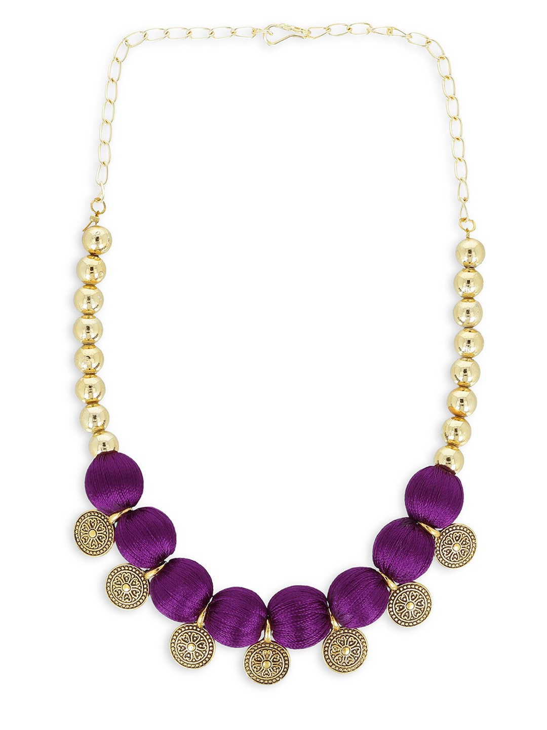 AKSHARA Girls Gold-Toned & Purple Alloy Gold-Plated Handcrafted Necklace