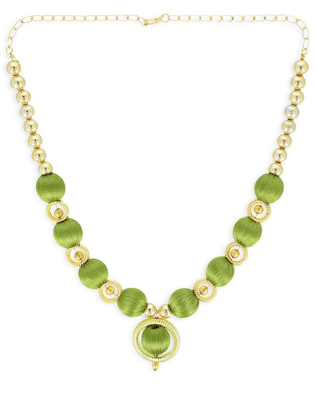

AKSHARA Girls Green Gold-Plated Handcrafted Necklace