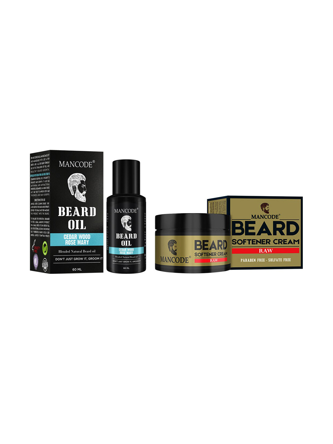 

MANCODE Set of 2 Beard Oil & Beard Softening Cream Raw 50gm, Black
