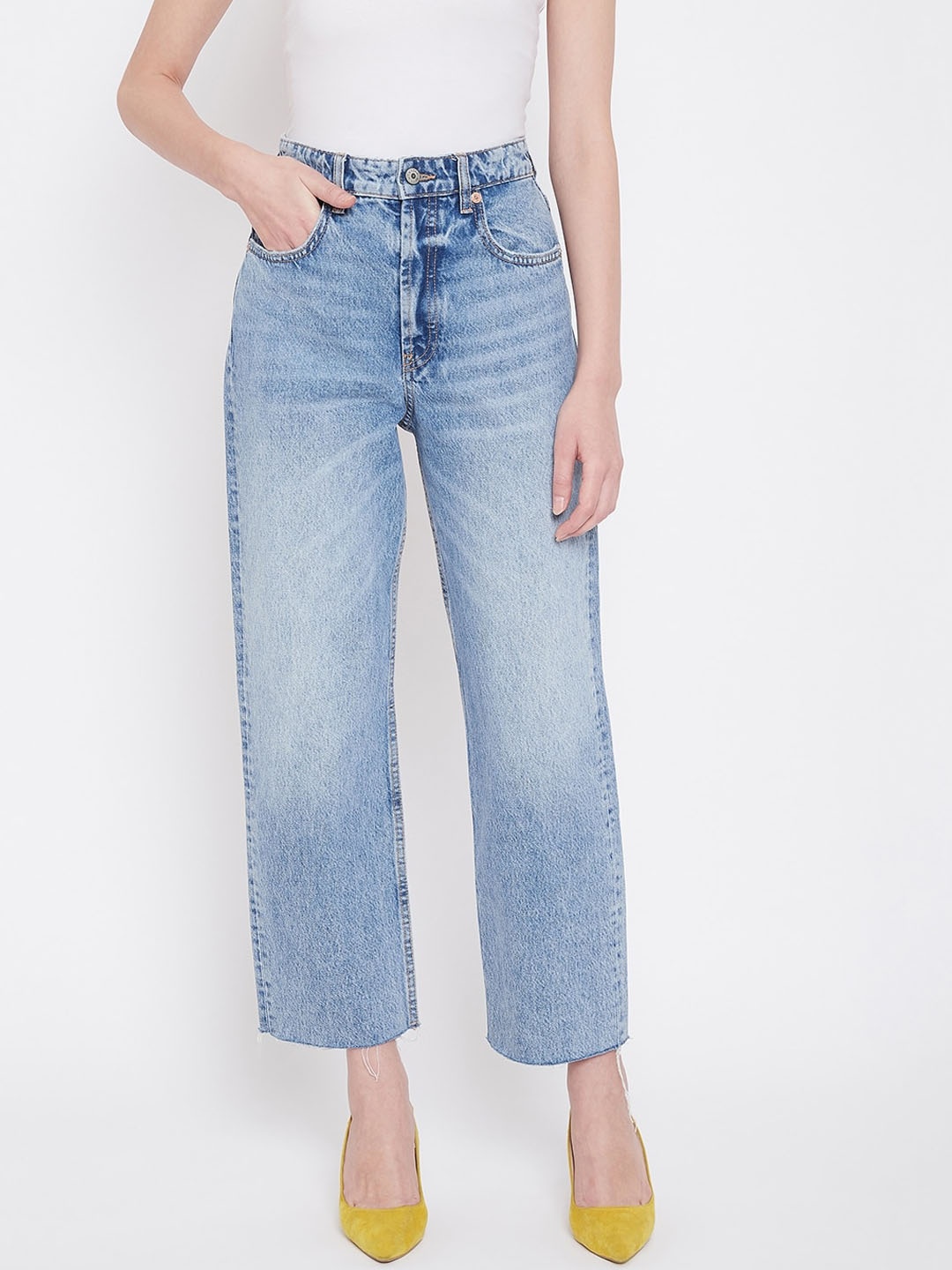 

Madame Women Blue Straight Fit Heavy Fade Jeans