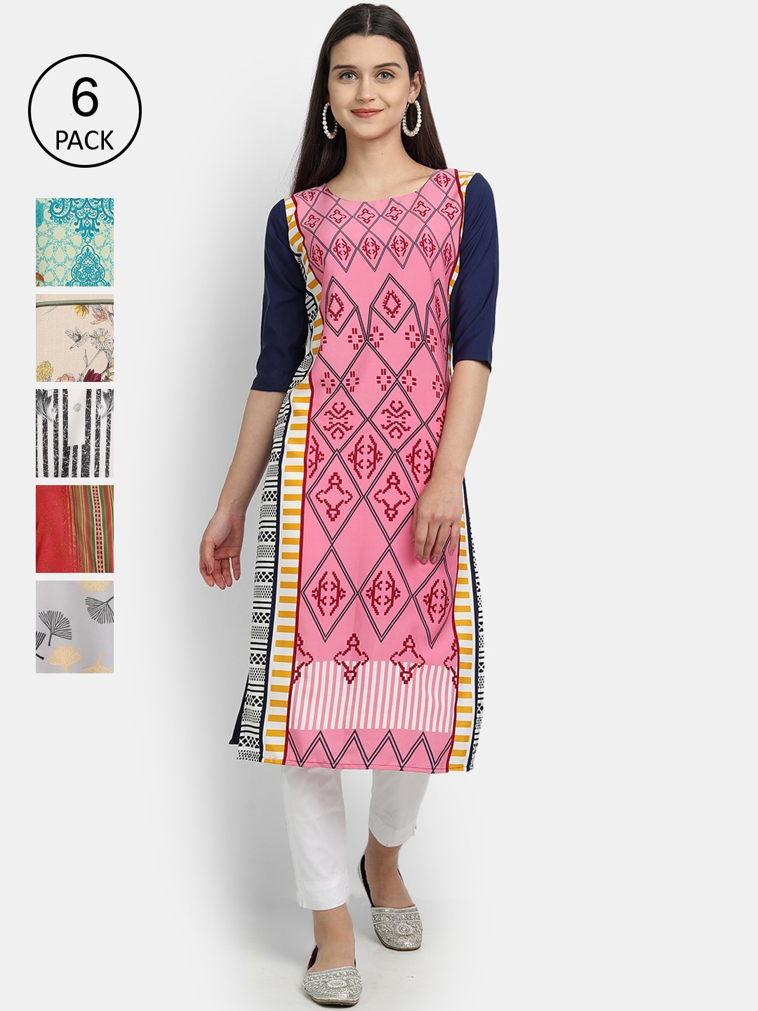 

Ethnic basket Women Multicoloured Geometric Printed Crepe Kurta, Multi