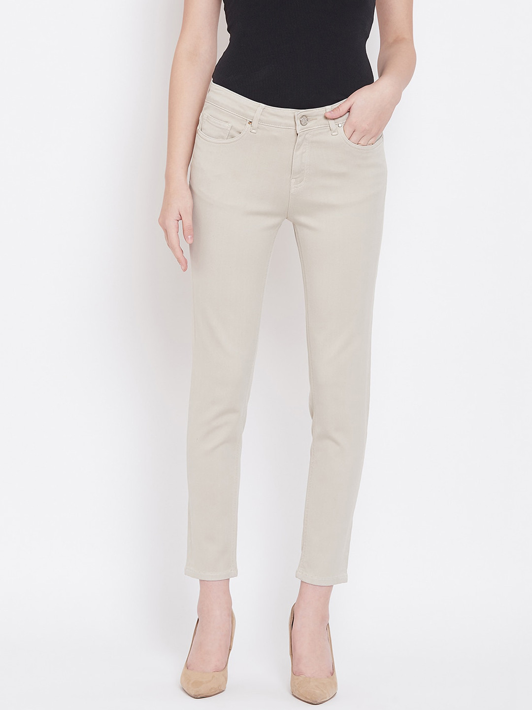 

Madame Women Beige Slim Fit Jeans