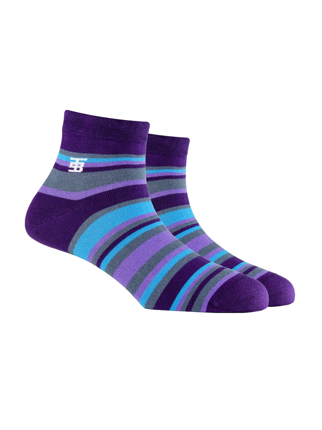 

SockSoho Men Purple & Blue Striped Ankle-Length Socks