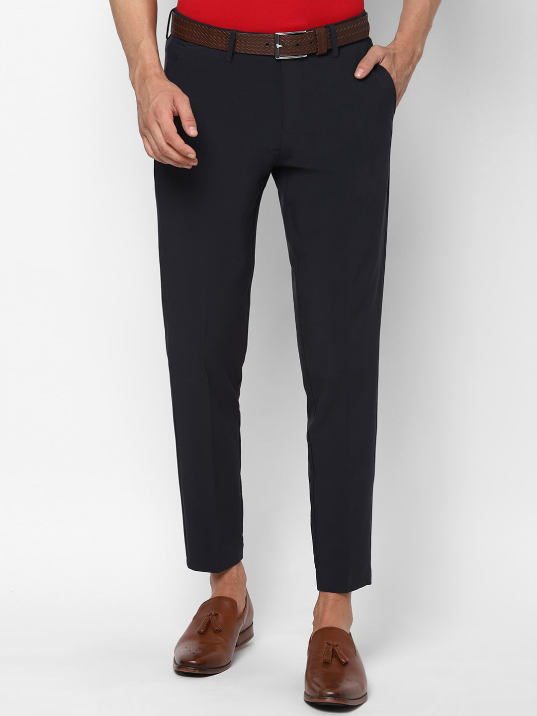 

Allen Solly Men Navy Blue Slim Fit Regular Trousers