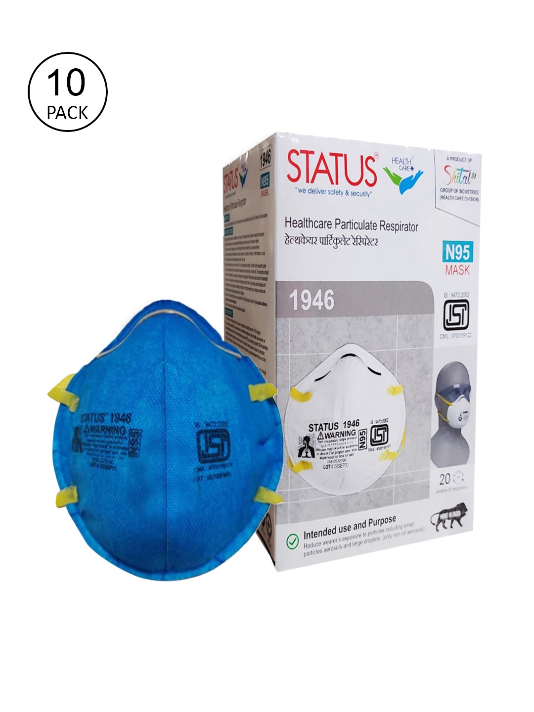 

Status Unisex Pack Of 10 Blue Solid Outdoor Protective Reusable Cup Mask