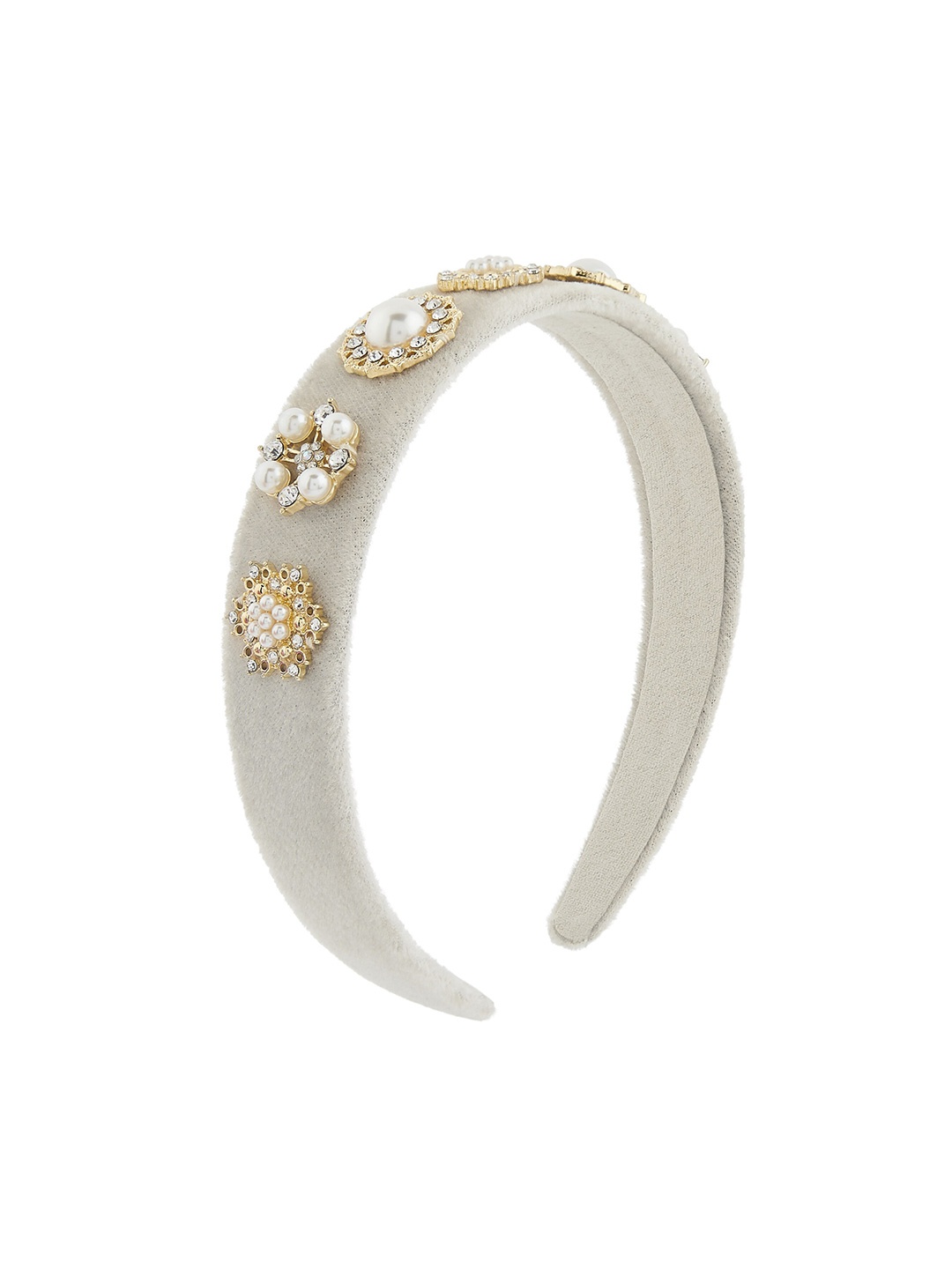

Accessorize Women Off White & Gold-Toned Pearl Embellished Hairband