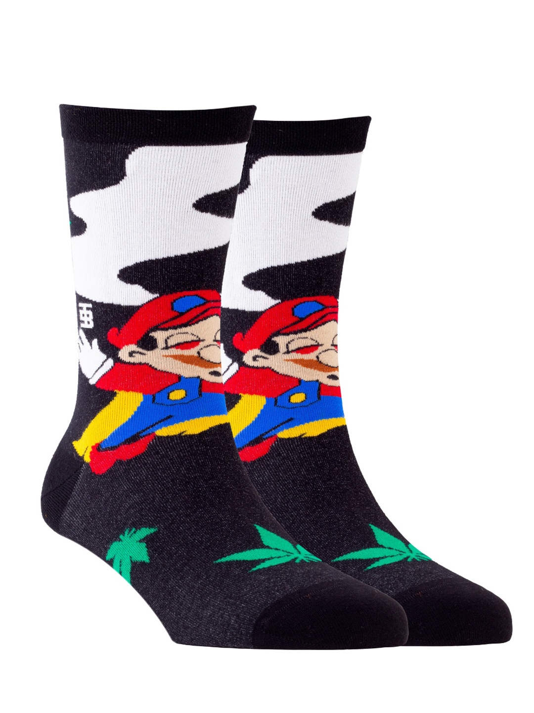 

SockSoho Men Black & White Patterned Ankle-Length Socks