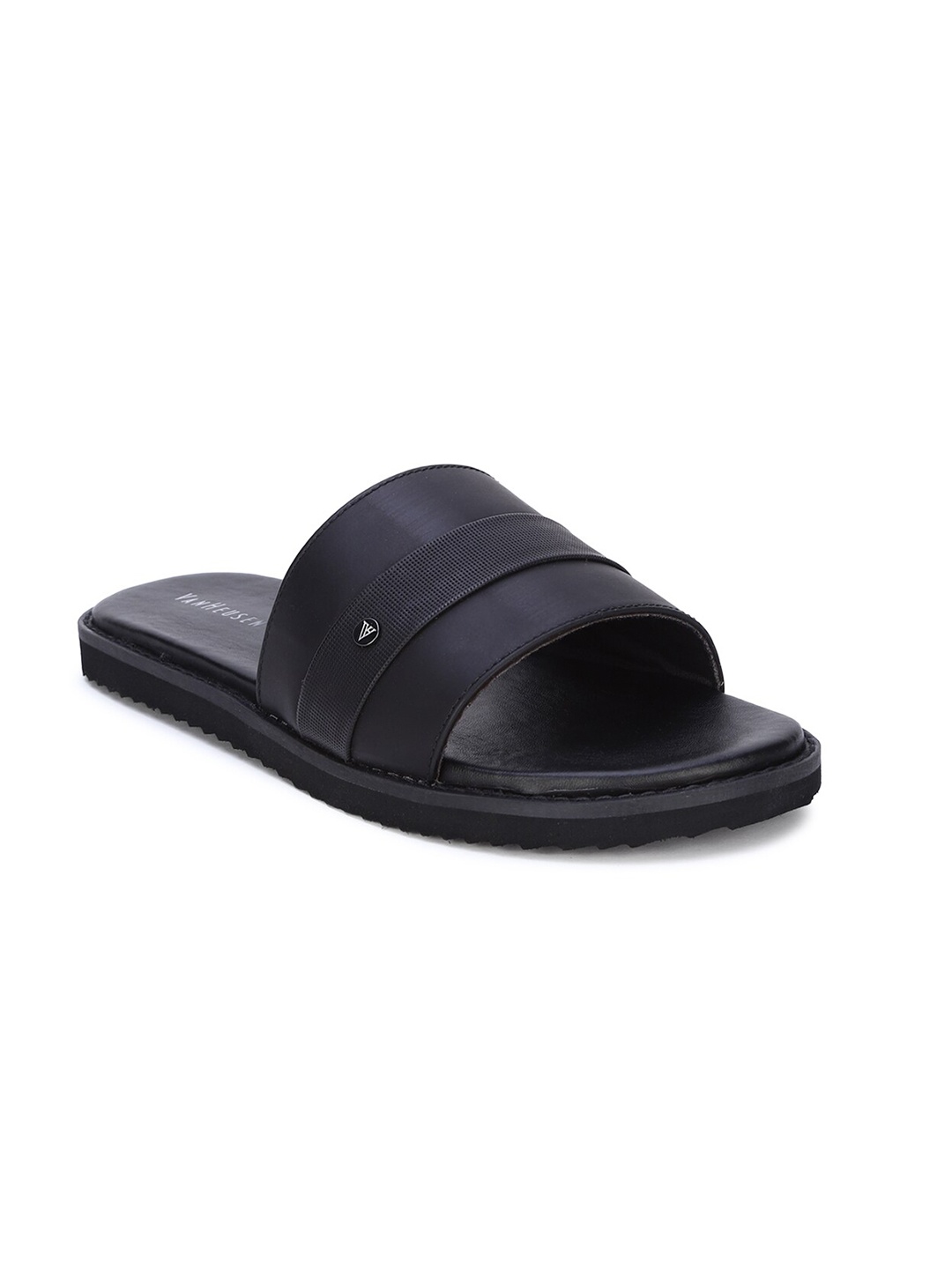 

Van Heusen Men Black Leather Comfort Sandals