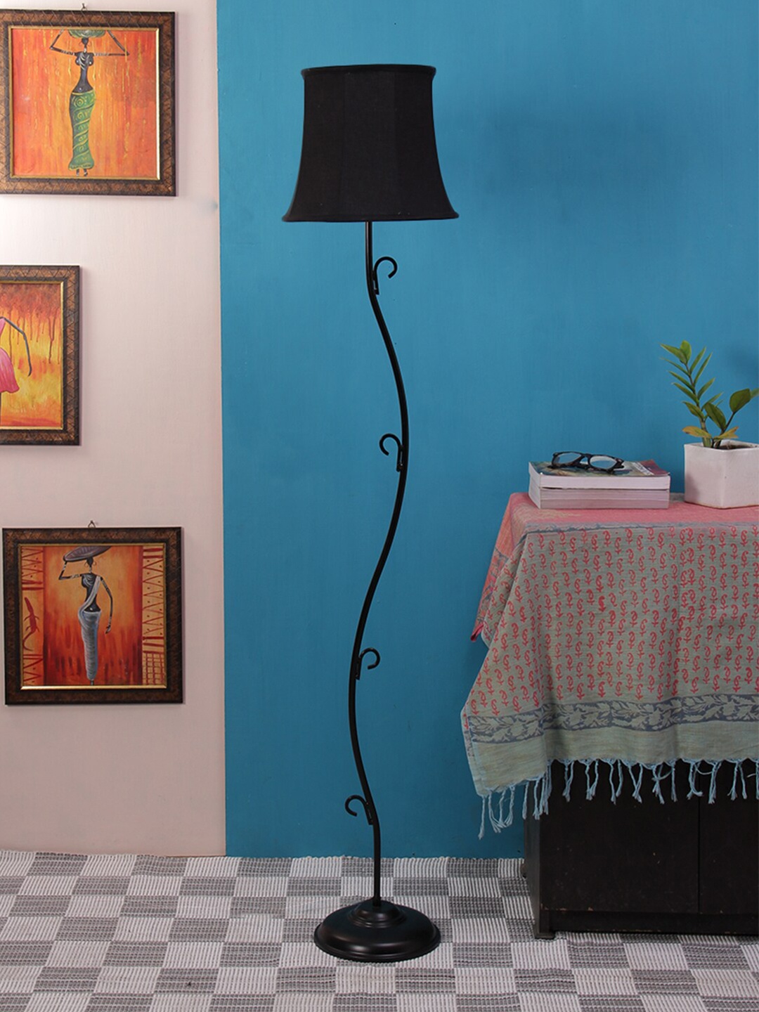 

Devansh Unisex Black Solid cotton Shade Club Lamp with Black Base