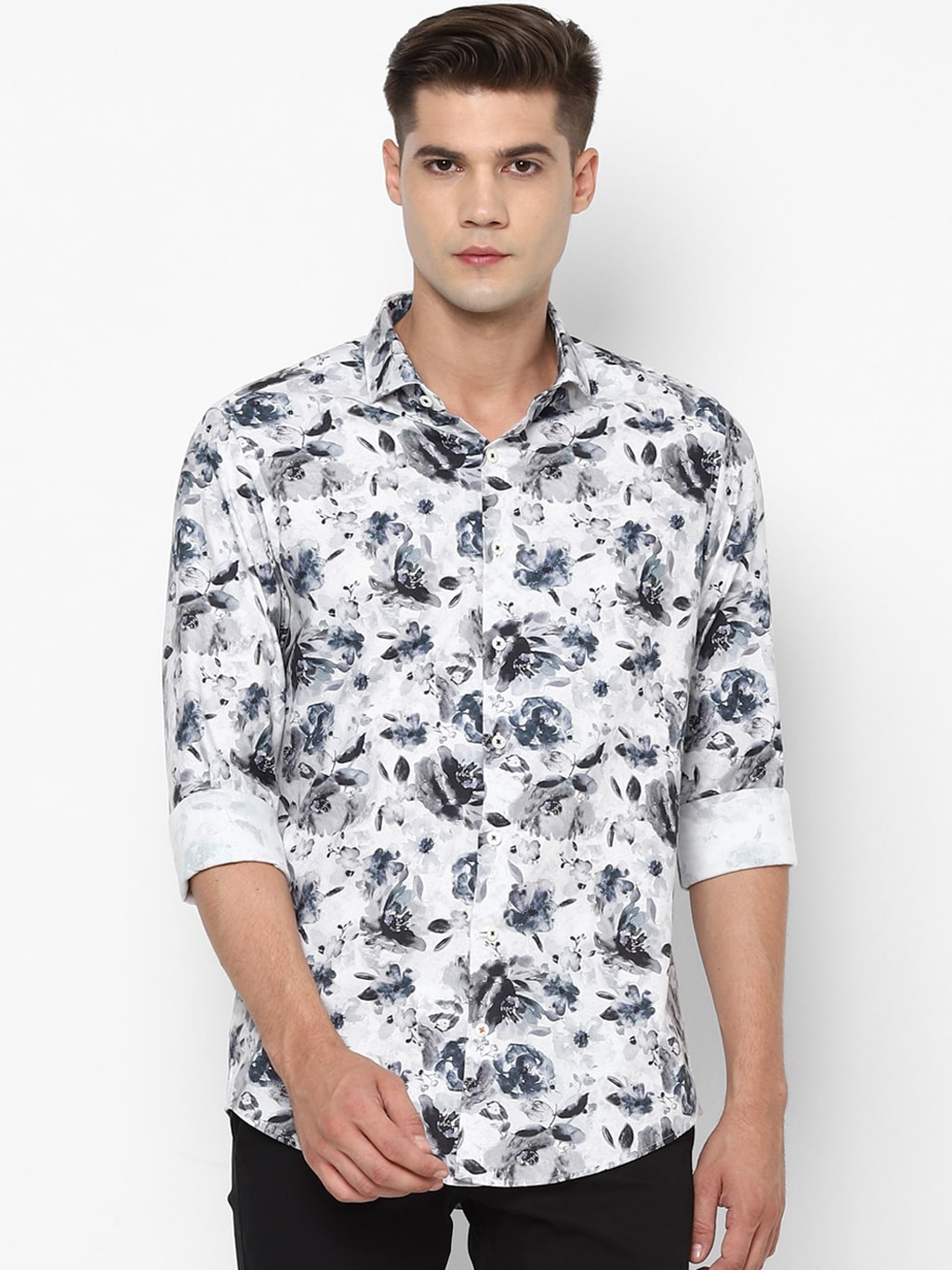 

SIMON CARTER LONDON Men White & Grey Slim Fit Printed Casual Shirt