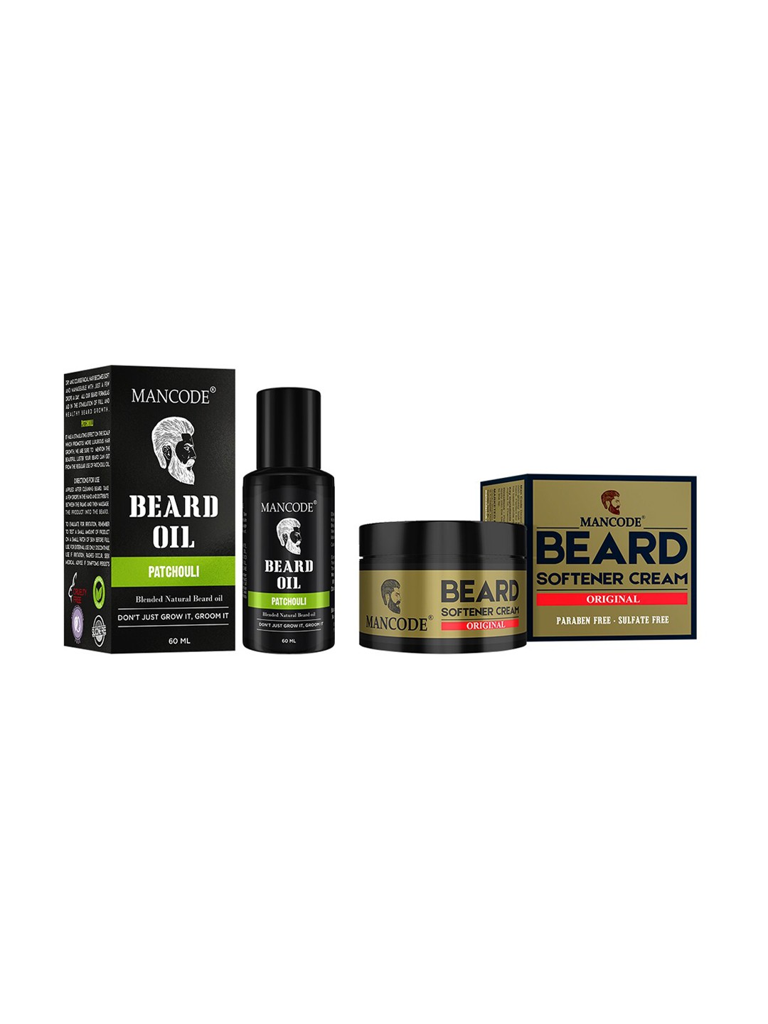 

MANCODE Set of 2 Patchouli Beard Oil & Beard Softening Cream Original 50gm, Black