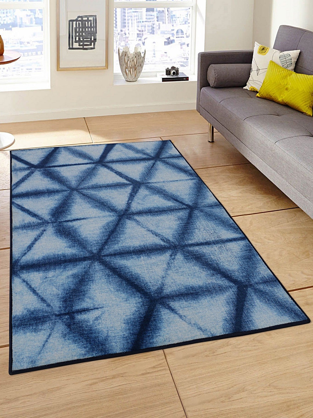 

RUGSMITH Navy Blue Speckle Diamond Patterned Anti-Skid Carpet