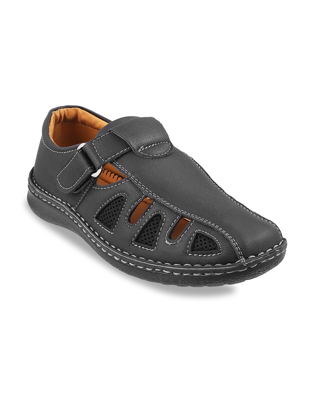 

WALKWAY by Metro Men Black & Tan Shoe-Style Sandals