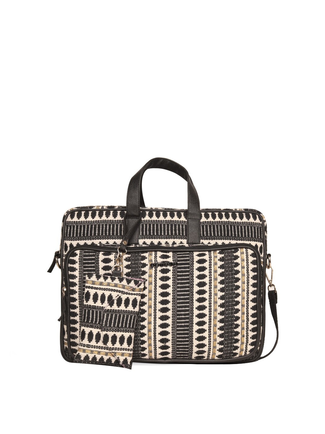 

ASTRID Women Black & Cream-Coloured Textured 17 inch Laptop Bag