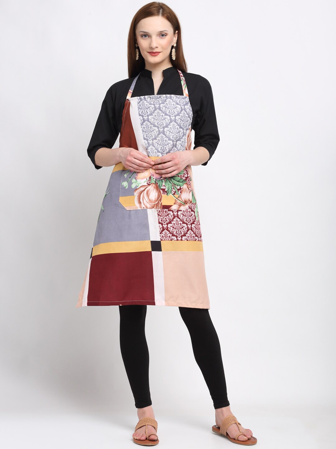 

KLOTTHE Unisex Brown & Grey Printed 210TC Apron