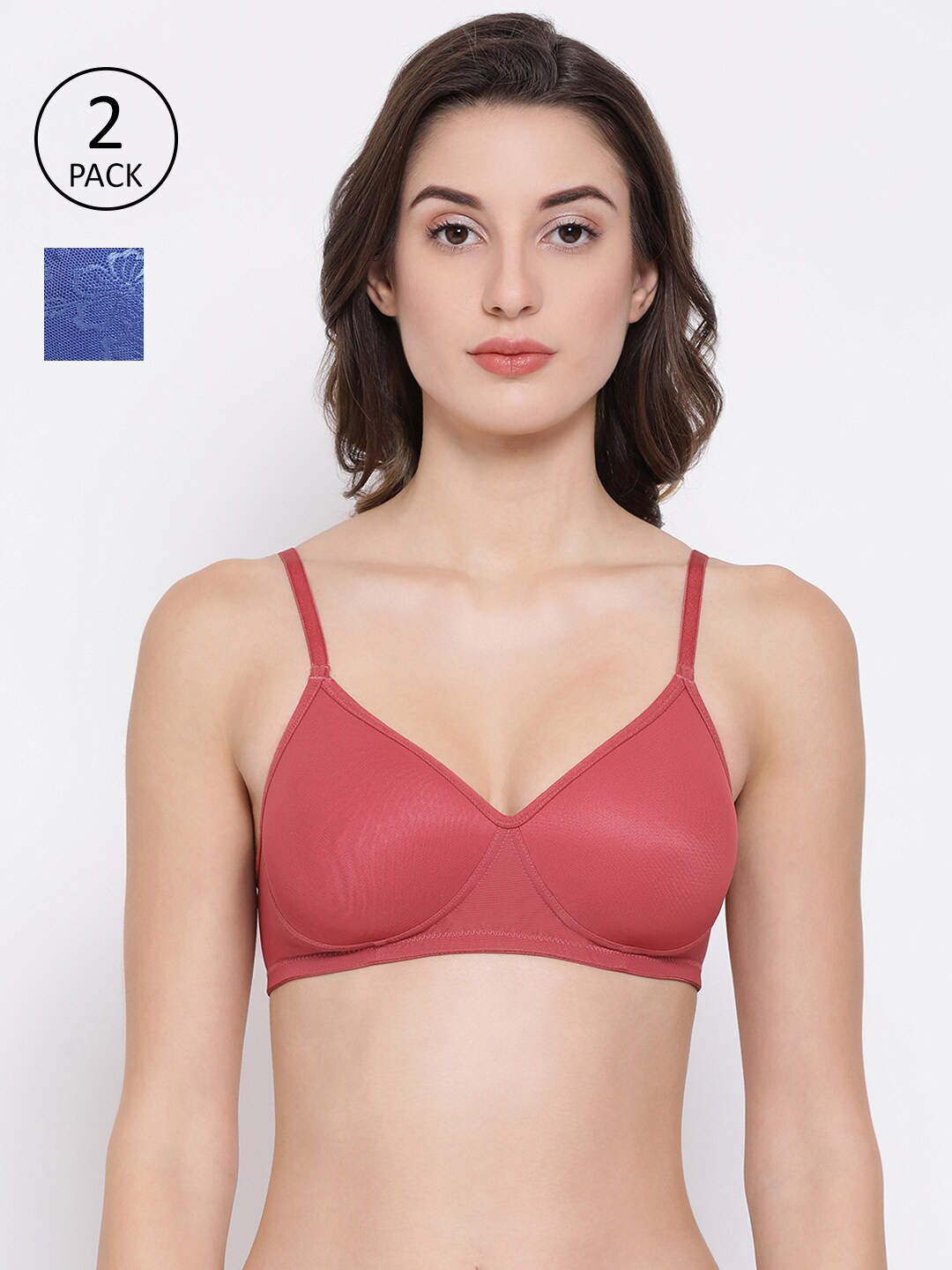 

Clovia Pink & Purple Set of 2 Solid Non-Wired Lightly Padded T-shirt Bra