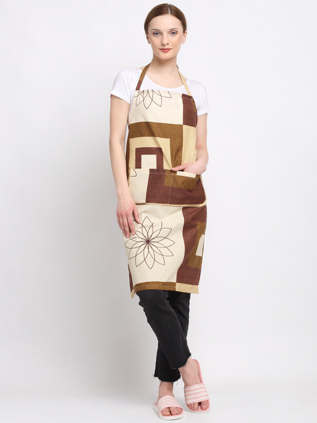 

KLOTTHE Brown & Beige Printed 210 TC Apron