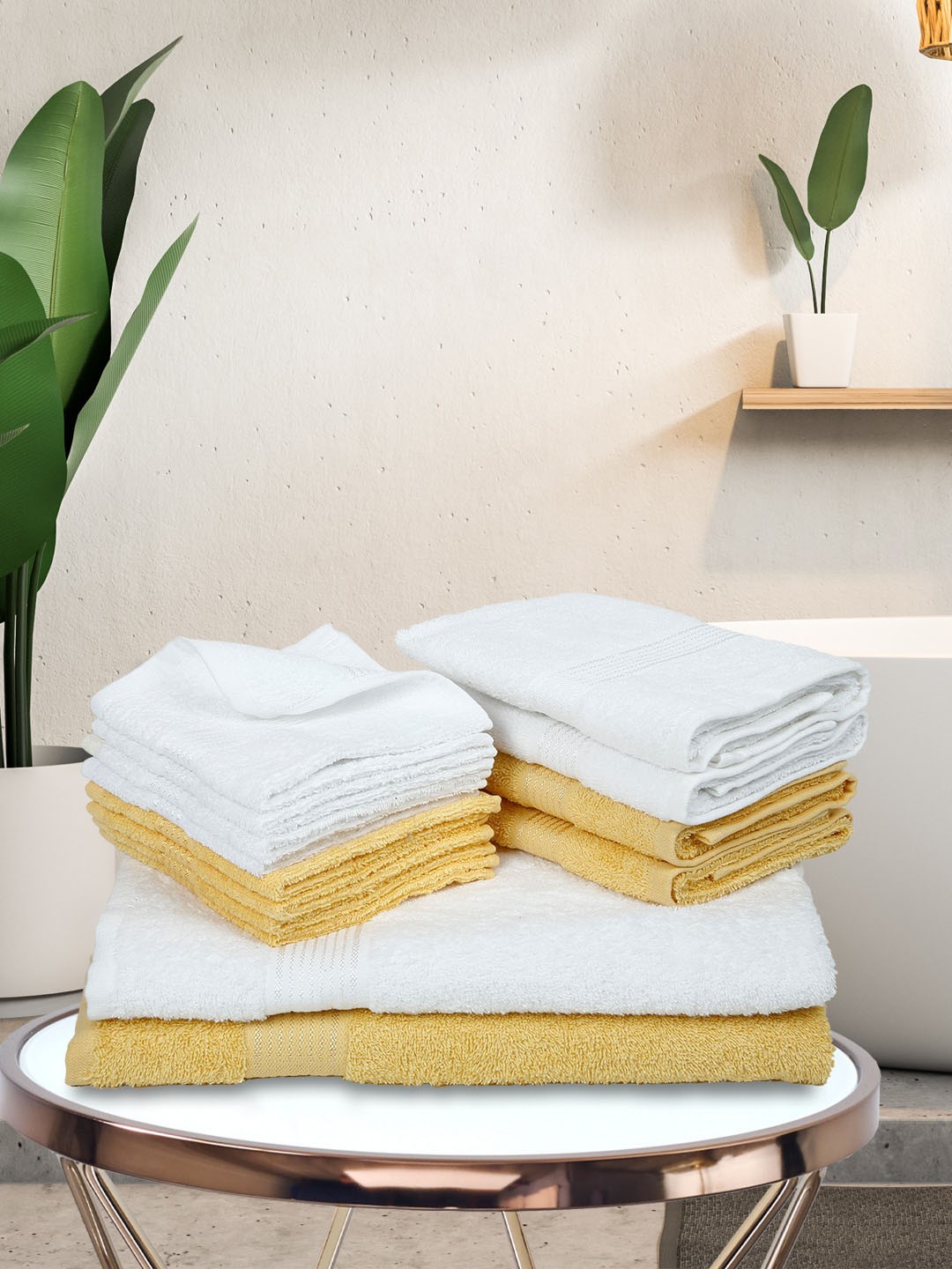 

KOPA Set Of 14 Solid Cotton 380 GSM Towel Set, White