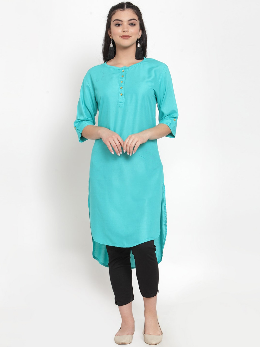 

Miaz Lifestyle Women Turquoise Blue Kurta
