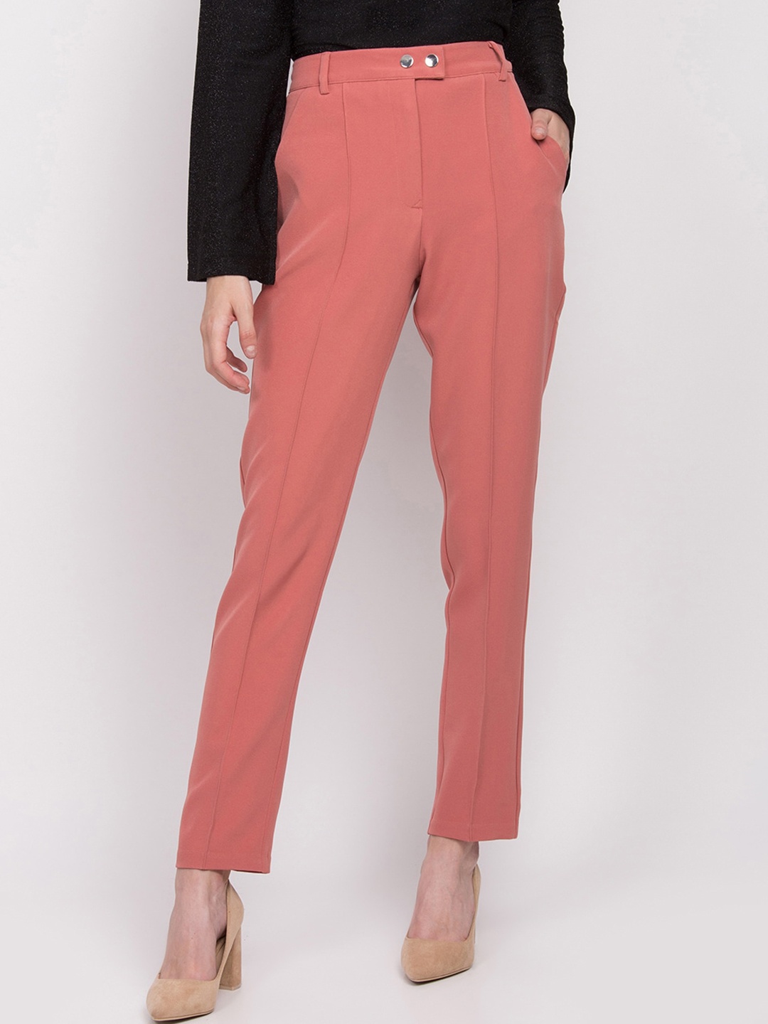 

ZOELLA Women Rust Regular Fit Solid Regular Trousers