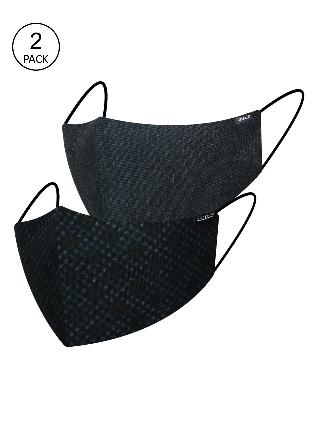 

inocenCia Women Pack of 2 2-Ply Anti-Dust Reusable Outdoor Face Cloth Masks, Grey