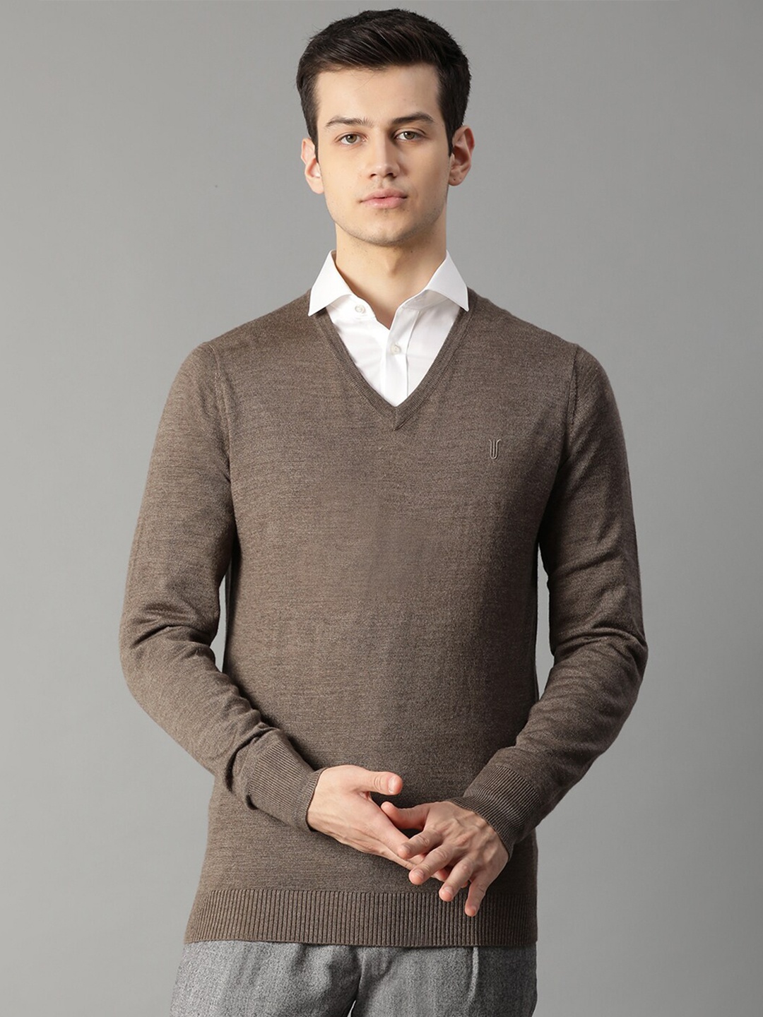 

Bruun & Stengade Men Brown Solid V-Neck T-shirt