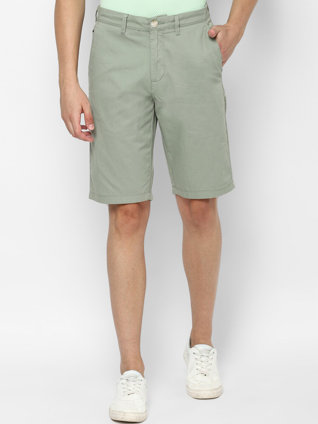 

Allen Solly Men Green Solid Slim Fit Regular Shorts
