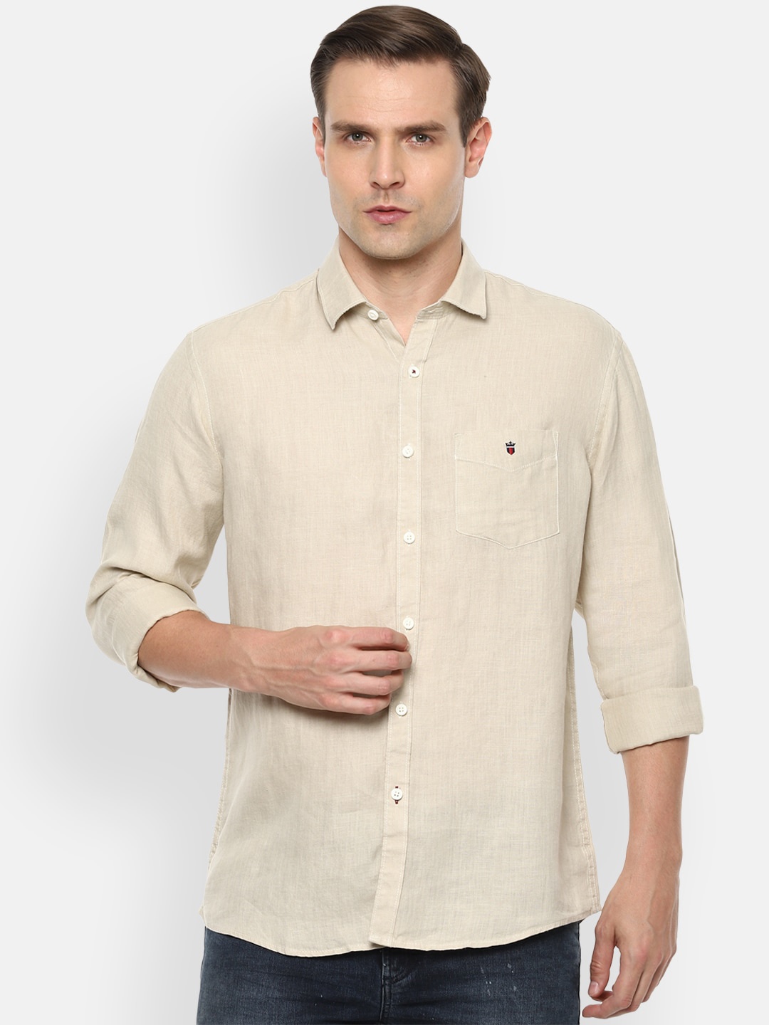 

Louis Philippe Sport Men Beige Solid Slim Fit Casual Shirt