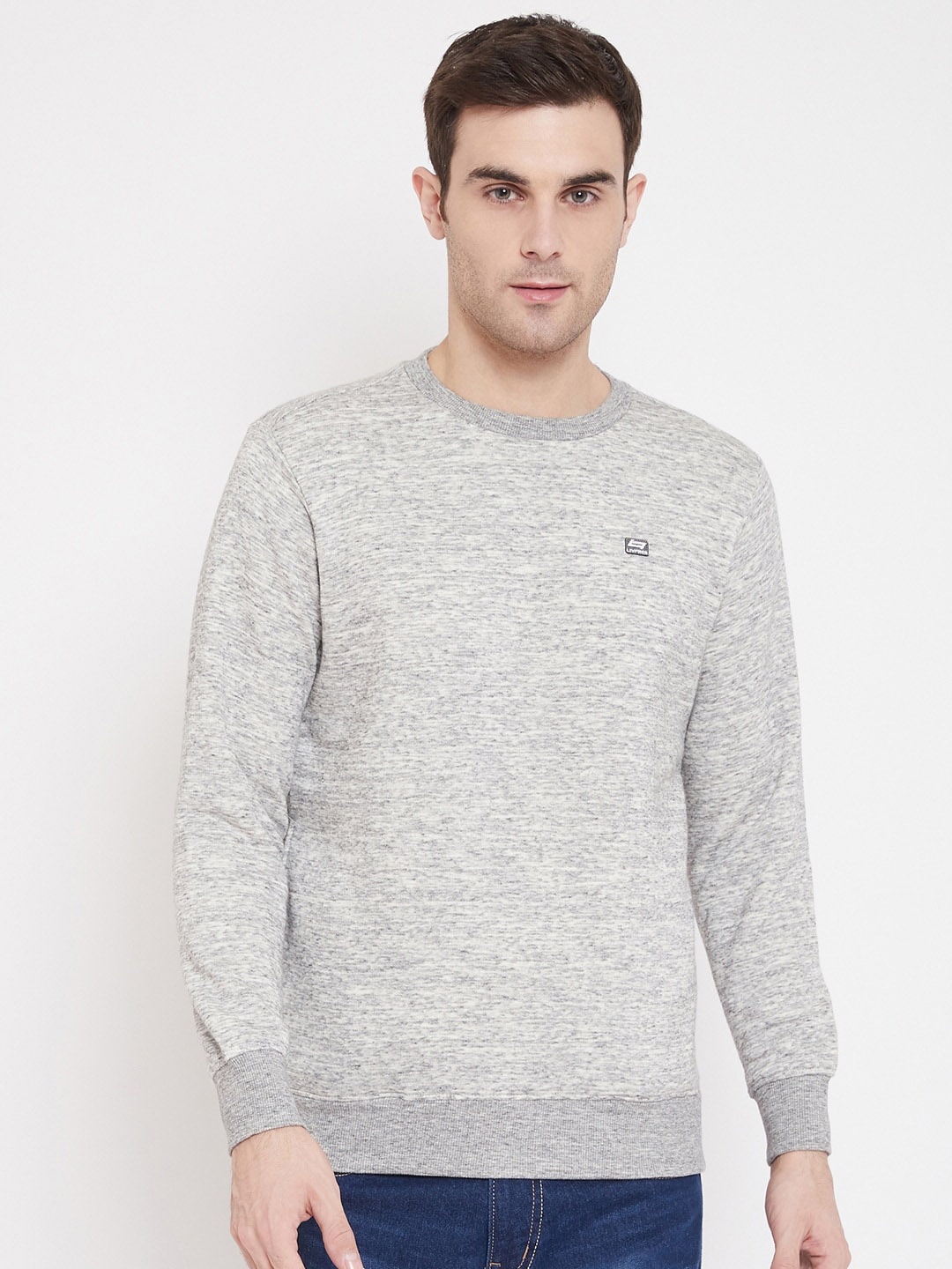 

NEVA Men Grey Solid Round Neck Sweatshirt
