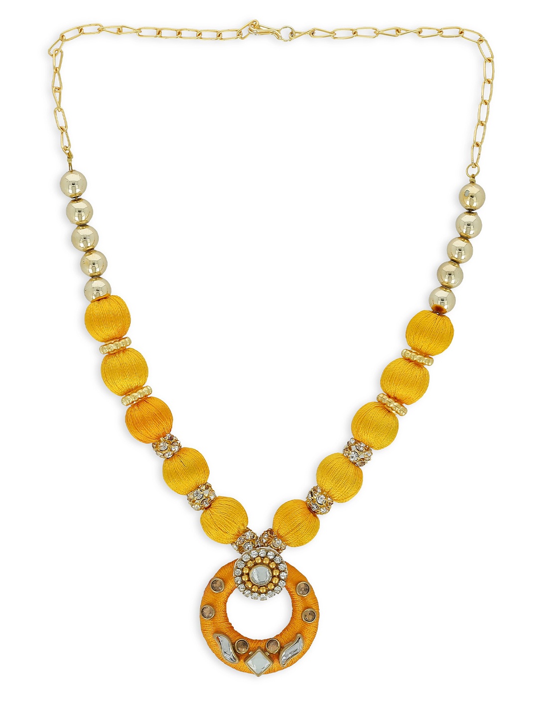 AKSHARA Girls Gold-Plated & Yellow Handcrafted Necklace