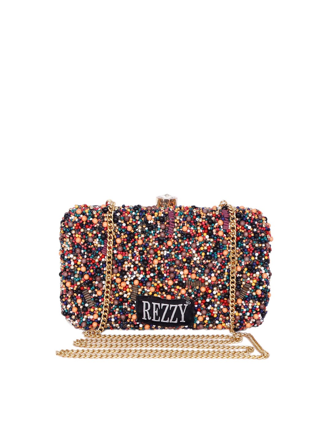 

REZZY Black & Pink Embellished Clutch