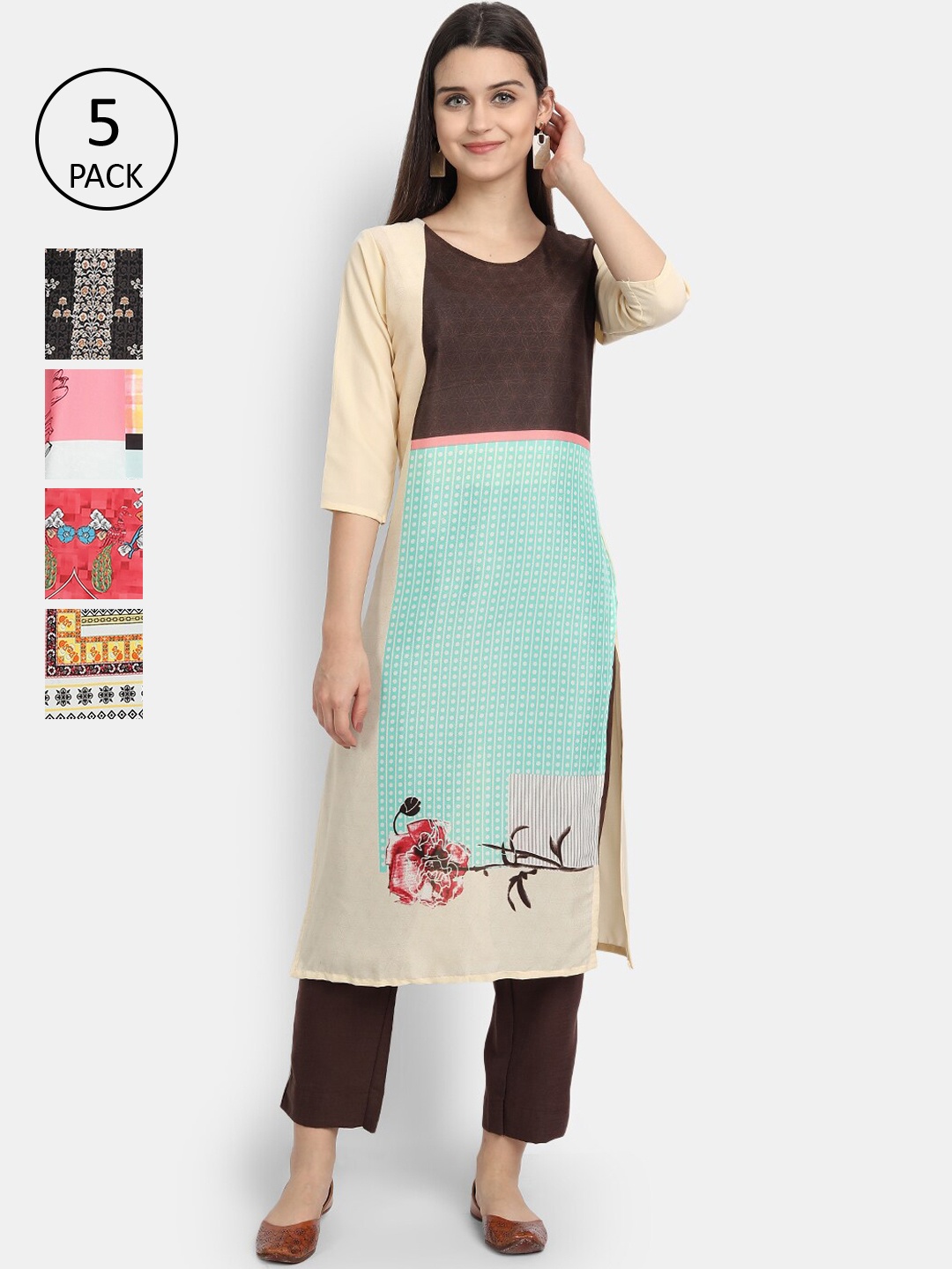 

Ethnic basket Women Multicoloured Ethnic Motifs Printed Crepe Kurta, Multi