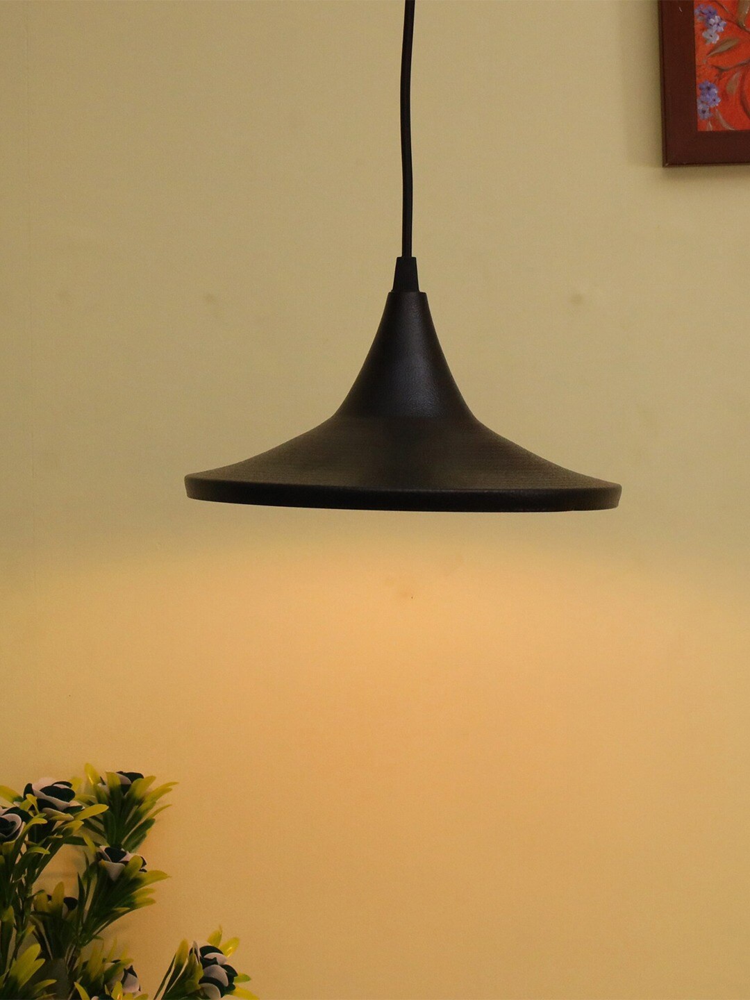 MFD HOME FURNISHING Unisex Black Self Design Hanging Light