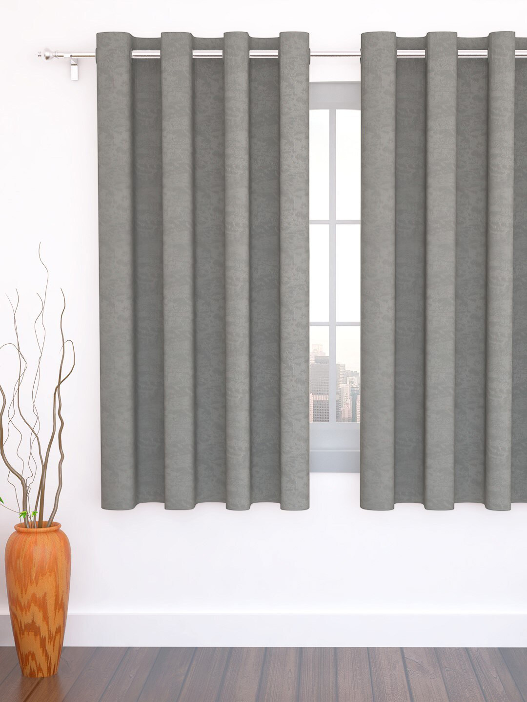 

Story@home Silver-Toned Jacquard Single Window Curtain