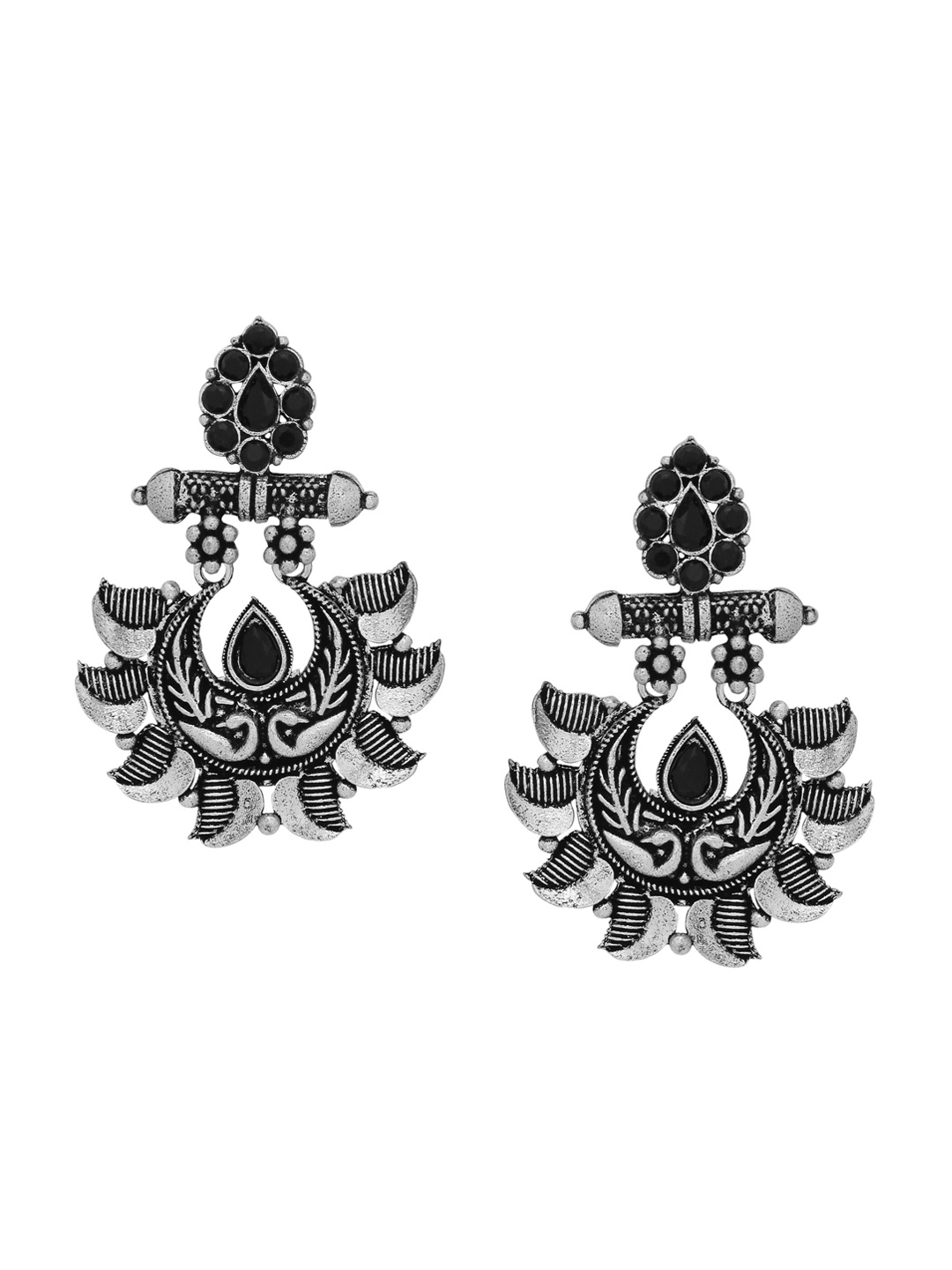 

Silvermerc Designs Oxidised Black Silver-Plated Handcrafted Classic Drop Earrings