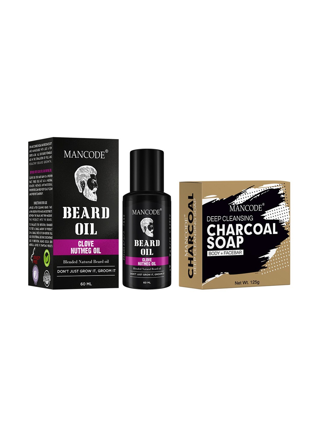 

MANCODE Pack of 2 Black Beard Oil & Charcoal Deep Cleansing Soap
