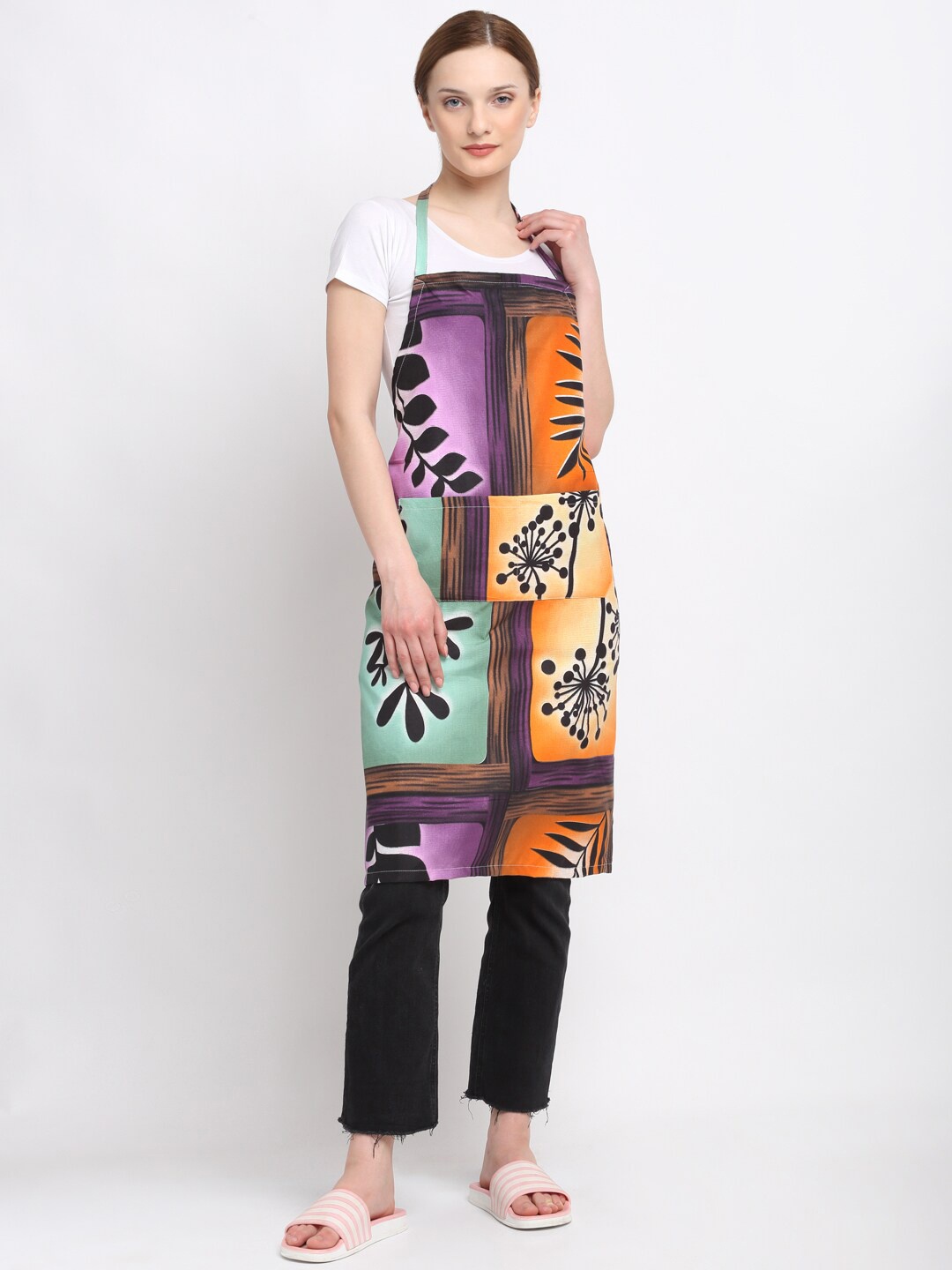 KLOTTHE Unisex Purple & Orange Printed 210 TC Apron