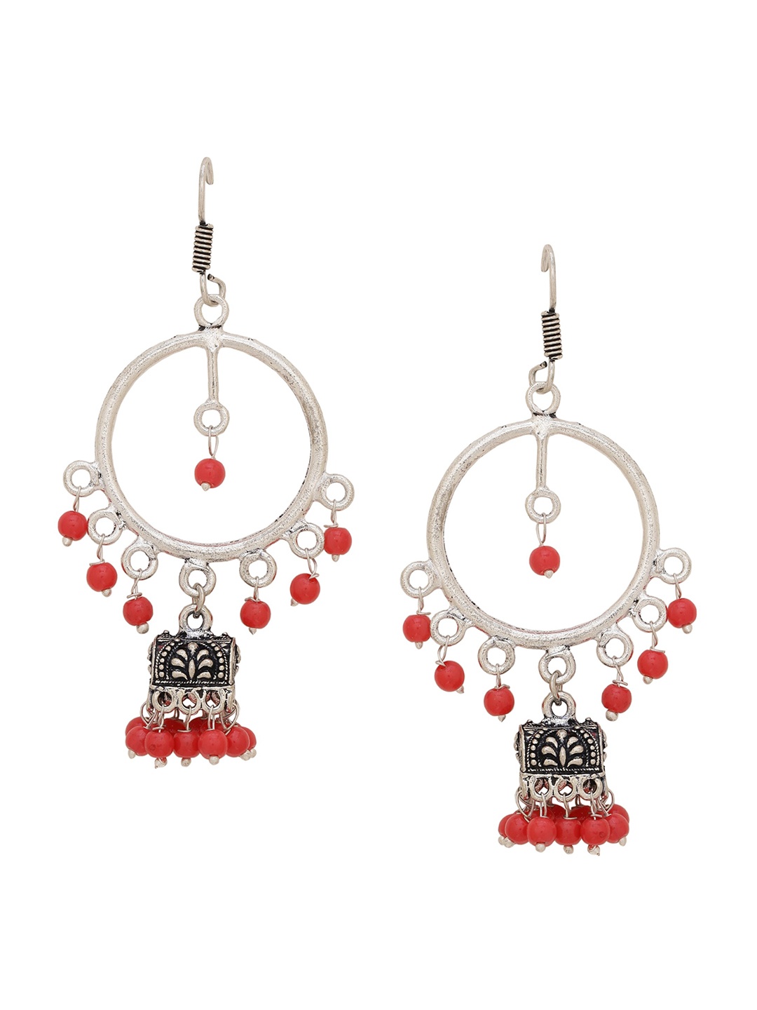 

Silvermerc Designs Oxidised Orange Silver-Plated Beaded Circular Drop Earrings