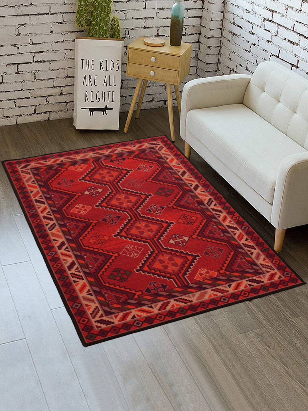 

RUGSMITH Red & Black Printed Anti-Skid Carpet
