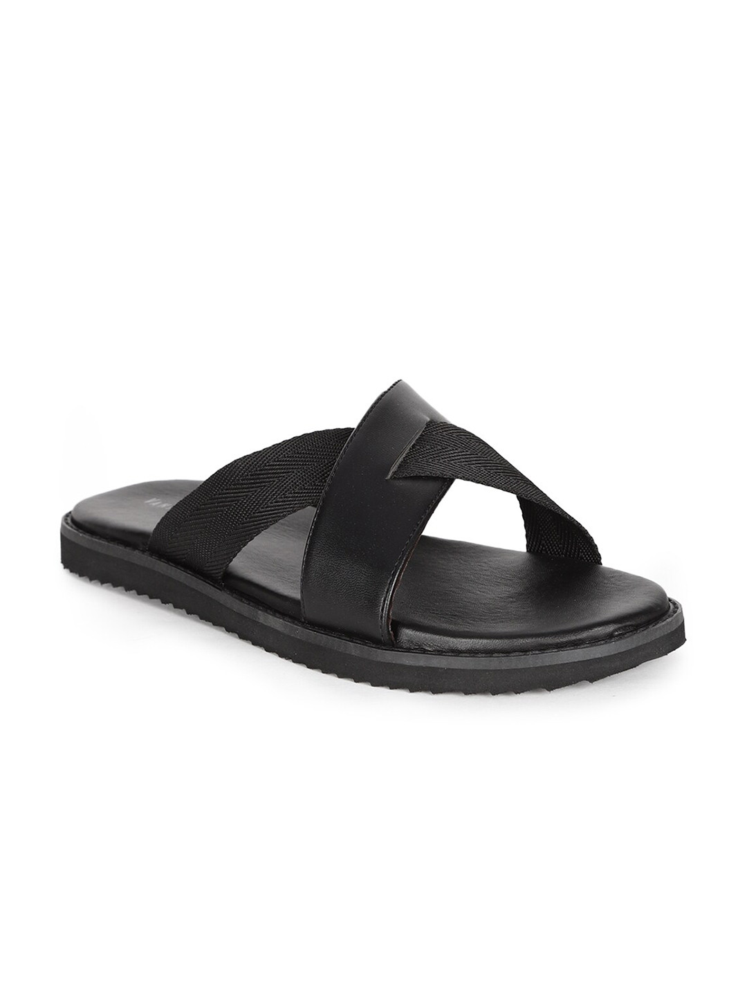 

Van Heusen Men Black Leather Comfort Sandals