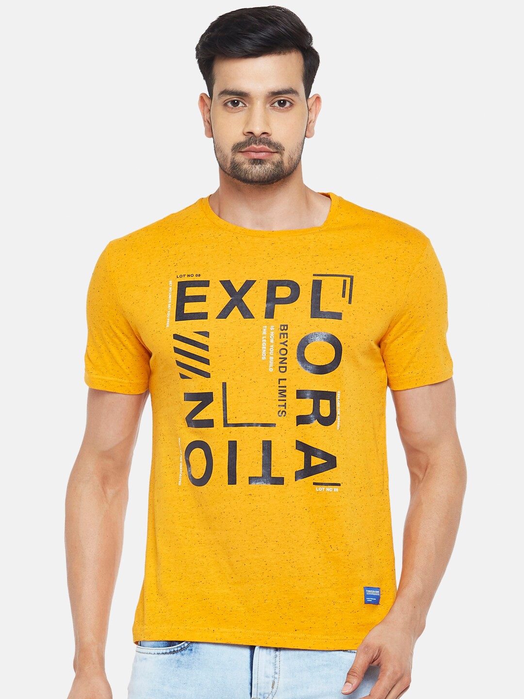 

People Men Mustard Yellow Typography Printed T-shirt