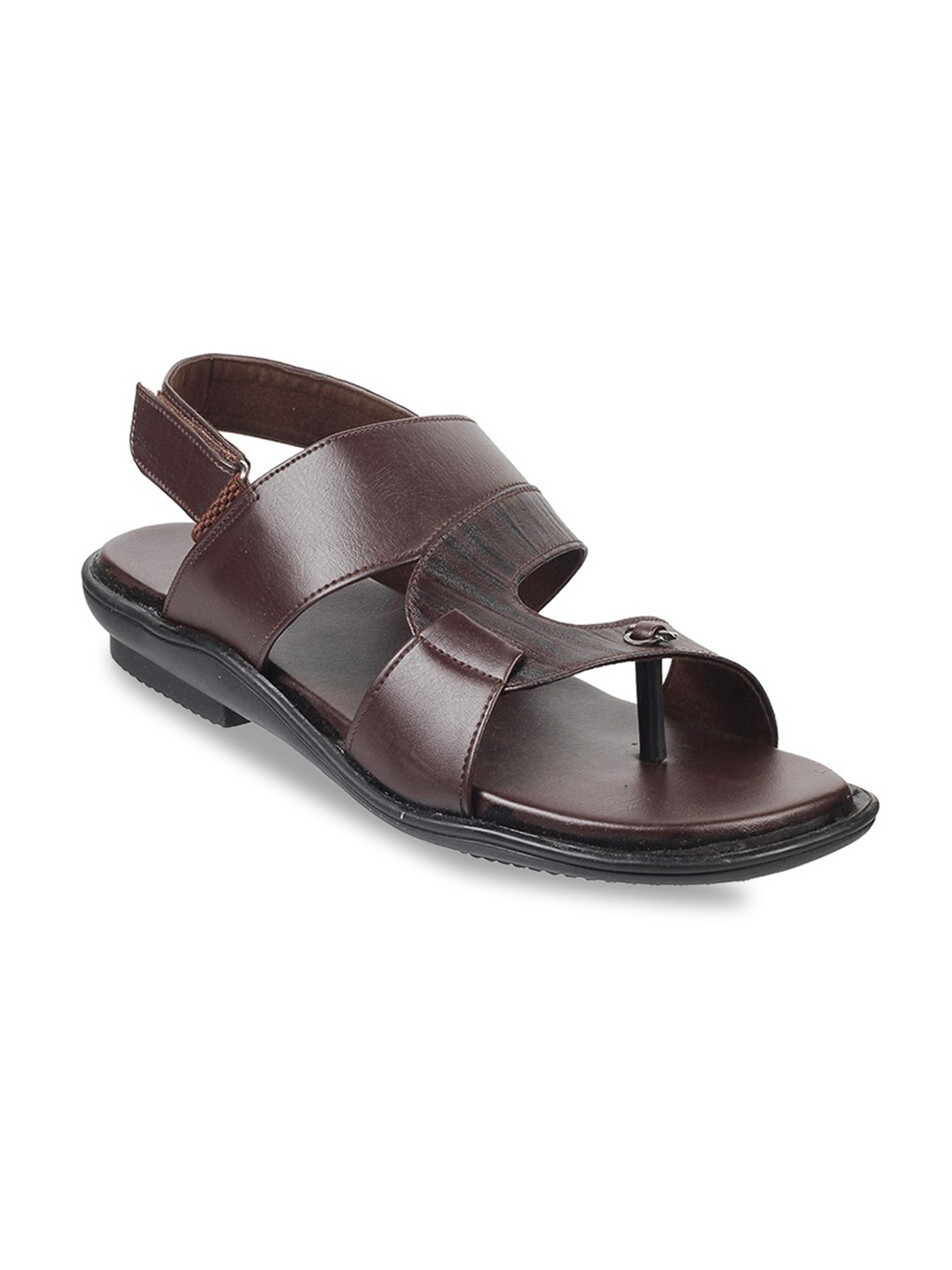 

WALKWAY by Metro Men Brown & Black Leather Comfort Sandals