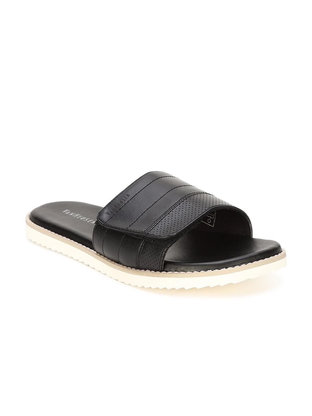 

Van Heusen Men Black Leather Comfort Sandals